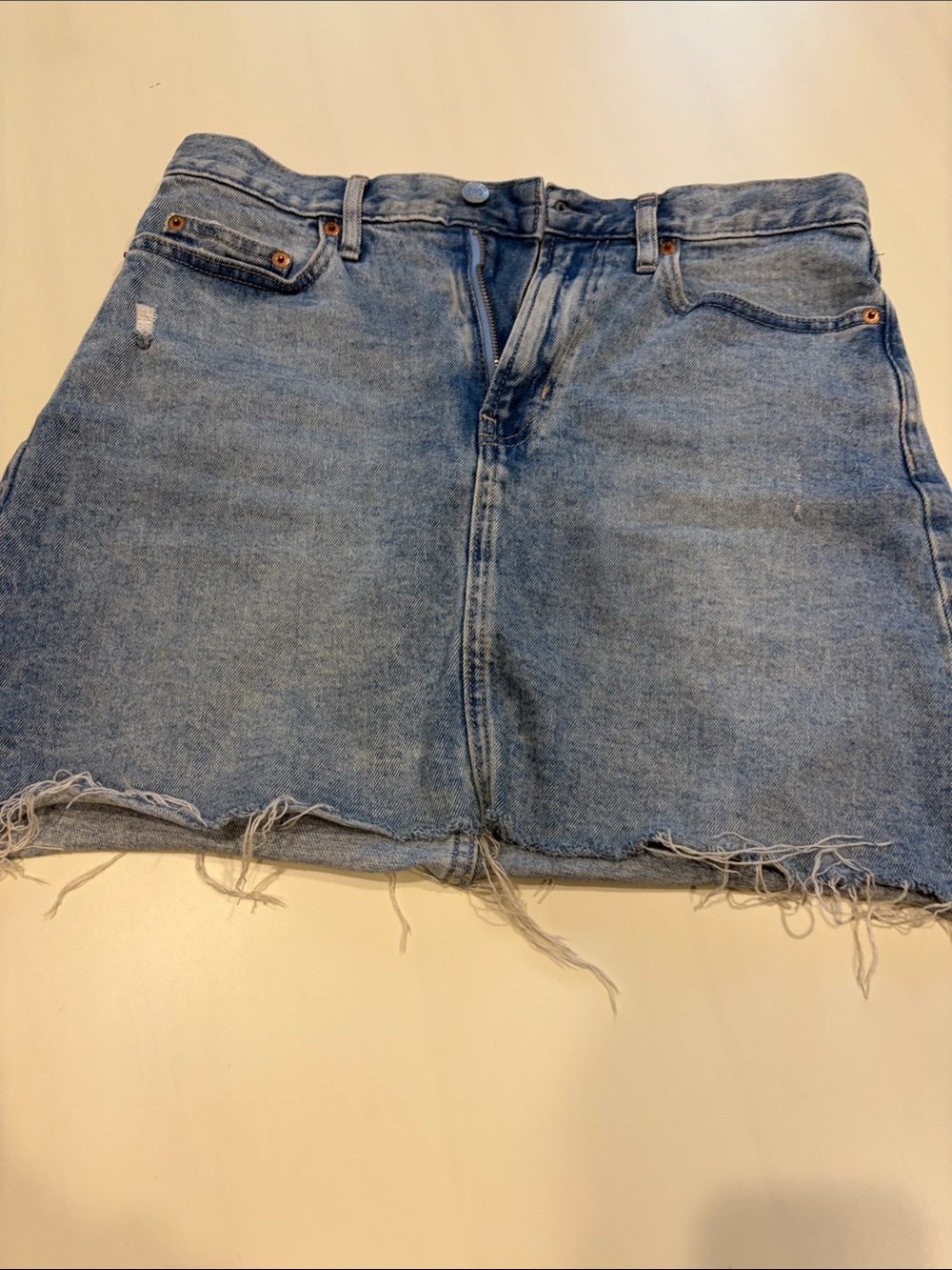 Blue Distressed Denim Mini Skirt - Unbranded